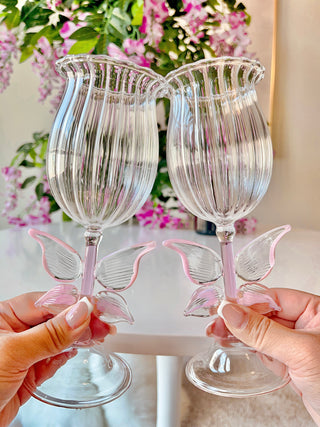 La Vie En Rose Champagne Glass Set of 2 - Handcrafted