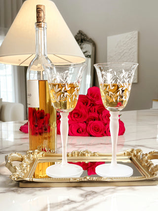 Embossed Floral Glass Cup Set of 2