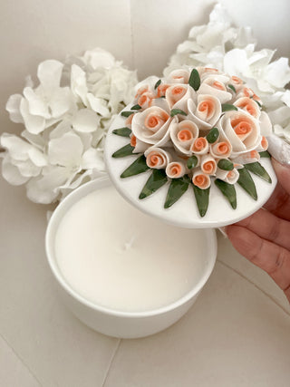 Hydrangea Ceramic Candle - Hand Sculpted