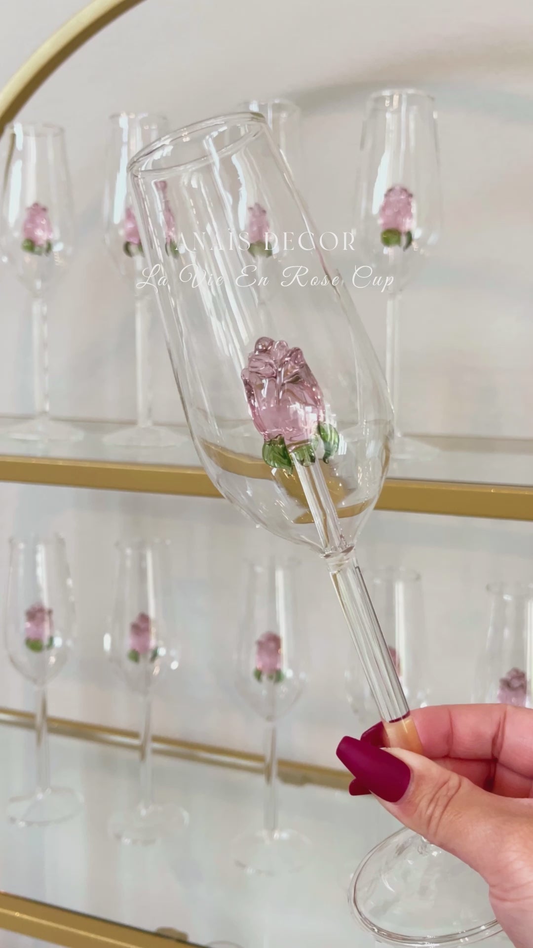 Rose wine store glass