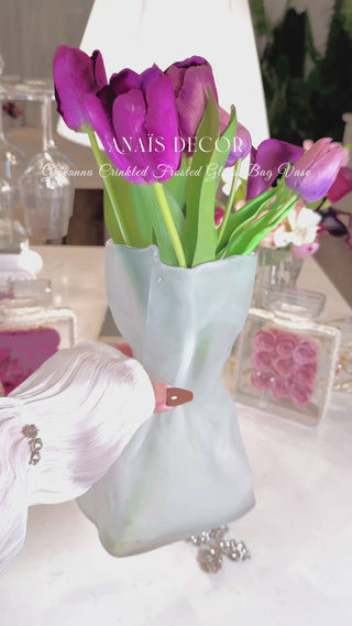 Giovanna Crinkled Frosted Glass Bag Vase promotional video with music.