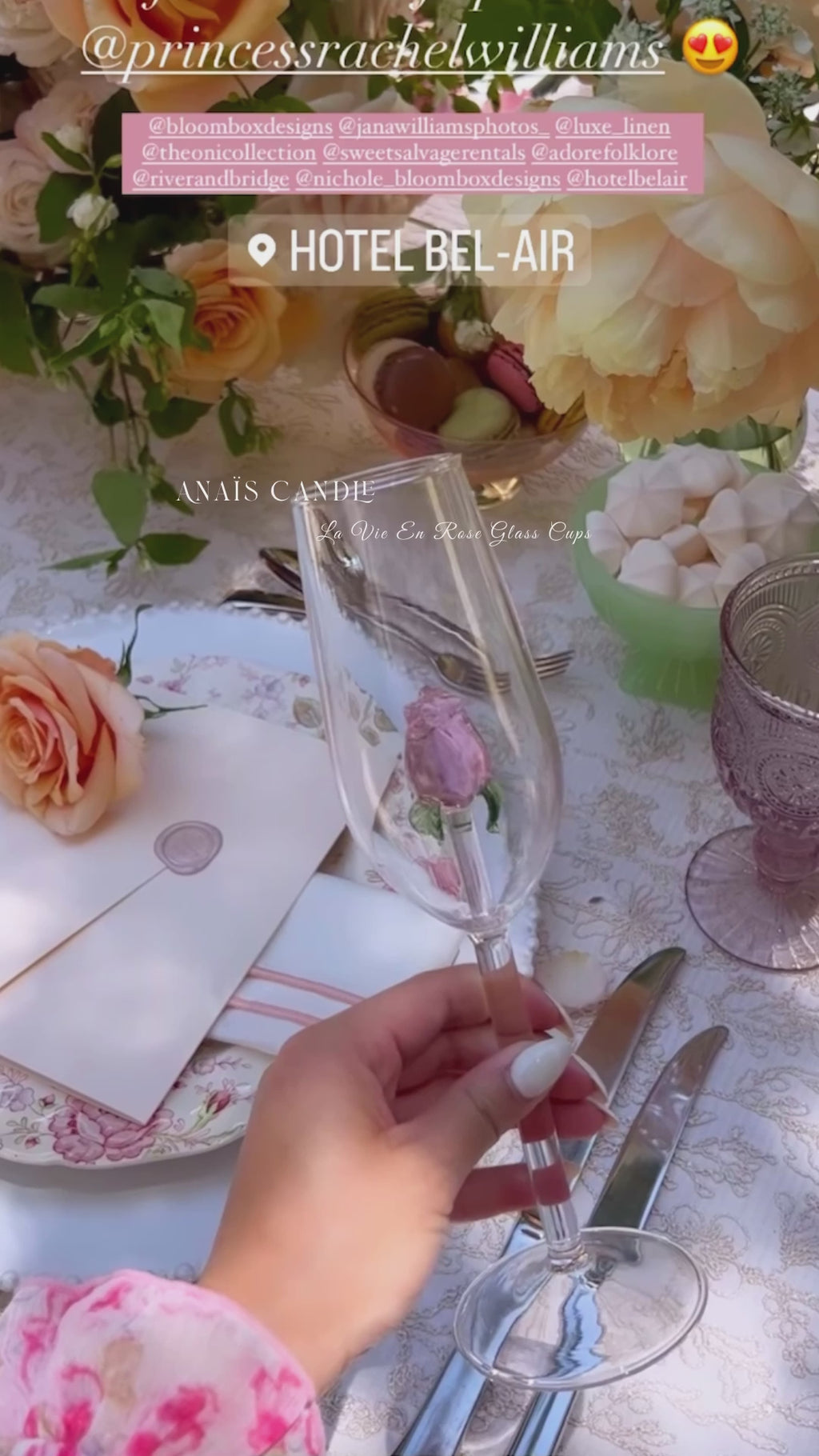 La Vie En Rose Champagne Glass Set of 2 - Handcrafted promotional video in Hotel Bel-Air.