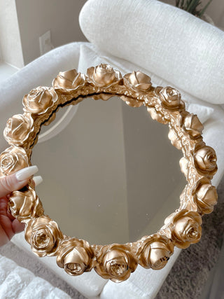 Golden Roses Mirror Tray.