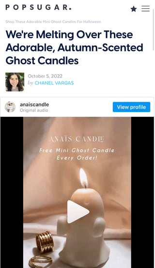 Mini Ghost Candle feature by Popsugar lifestyle magazine.