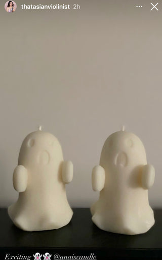 Two Mini Ghost Candles featured on Instagram stories.