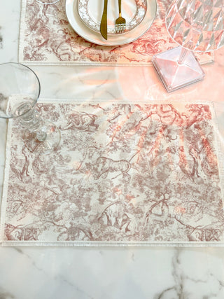 Alexandra Washable Table Mat Set of 2 in Pink.