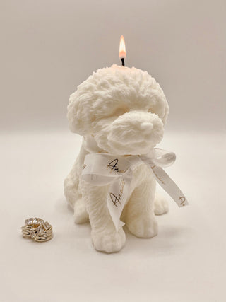 Anaïs Puppy Candle in White.