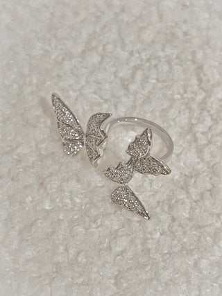 Butterfly Rhinestone Adjustable Ring.