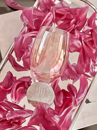 Celeste Diamond Glass Cup in Pink-Handmade.