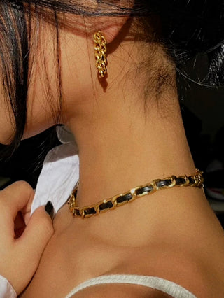 Miss CoCo Gold Plated Chain with Leather Necklace.