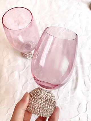 Celeste Diamond Glass Cup in Pink-Handmade.