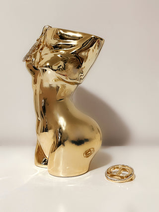 Feminine Ceramic Vase in Gold.