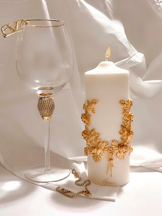 “Promise of Life” -Golden Wheat Pillar Candle.