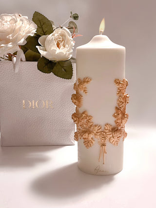 “Promise of Life” -Golden Wheat Pillar Candle.