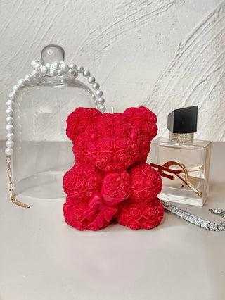 Rose Bear Candle In Lipstick.