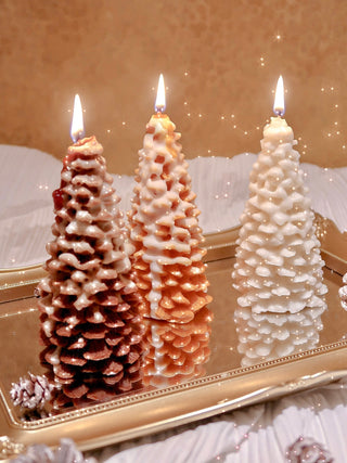 Flocked Christmas Tree Candle Set - Limited Edition.