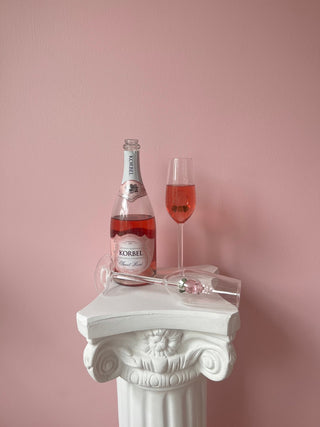 aLa Vie En Rose Champagne Glass Set of 2 - Handcrafted 9.