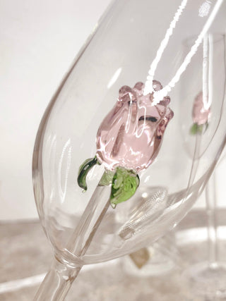La Vie En Rose Champagne Glass Set of 2 - Handcrafted.
