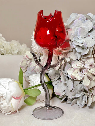 Rose For Rosé Glass Cup in Red - Handcrafted.