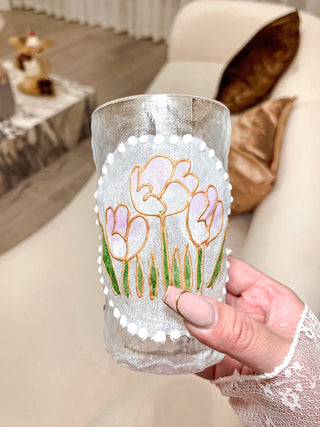 how to DIY Floral Painted Glass Cup Set