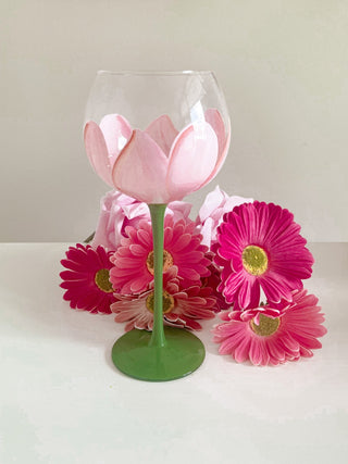 Summer Flower Glass Cup in Pink.