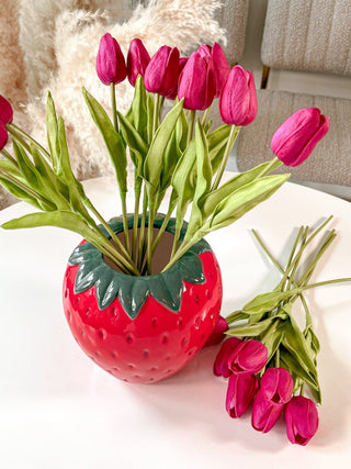 Summer Strawberry Ceramic Vase.